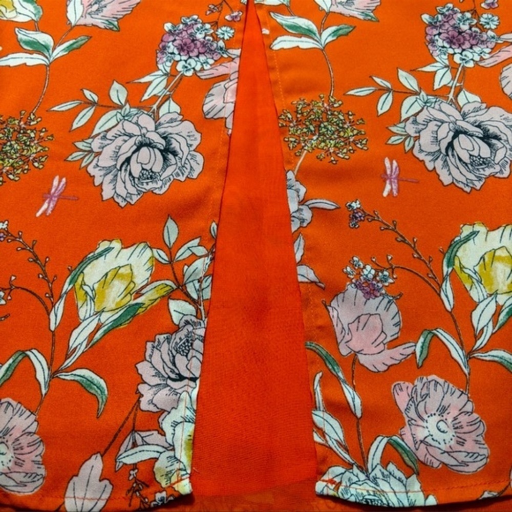 Label by Rachel Rachel Roy Orange Floral Tank Top Size Small - Picture 3 of 3